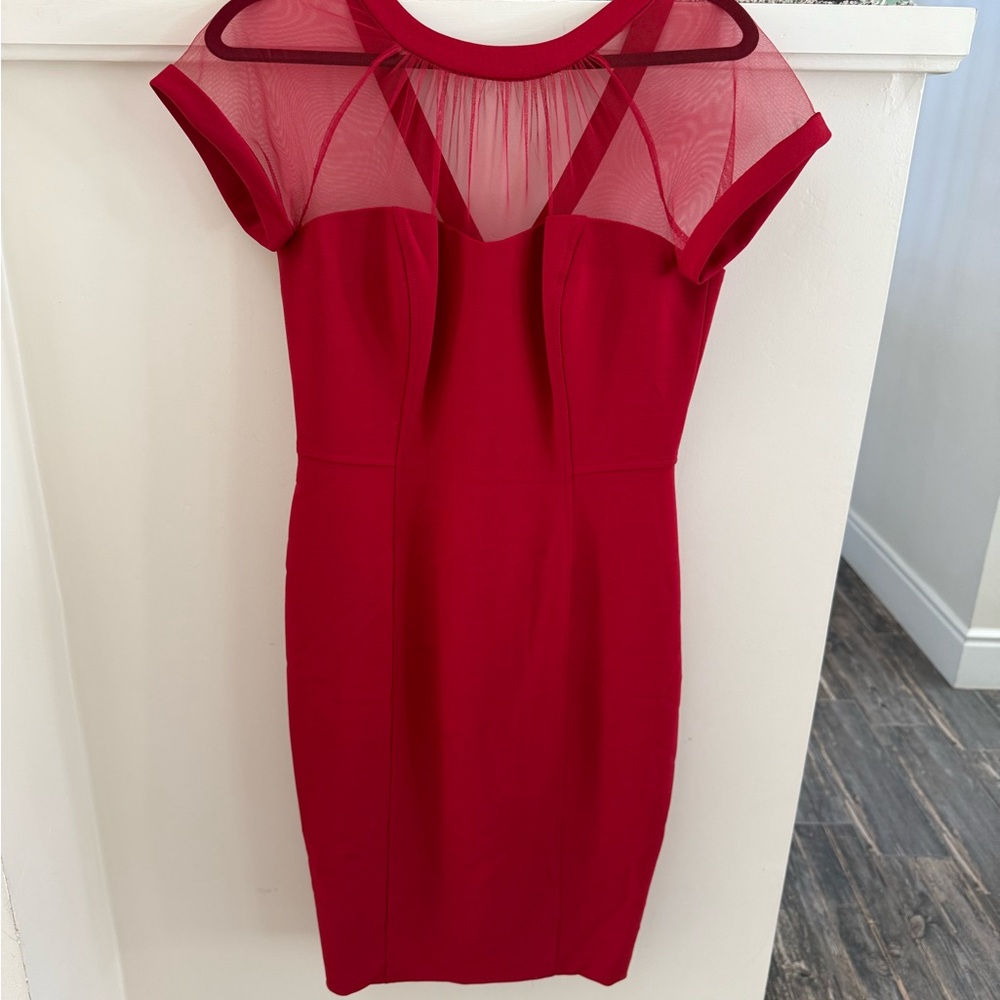 Maggy London Red Cap Sleeve Sheath Dress